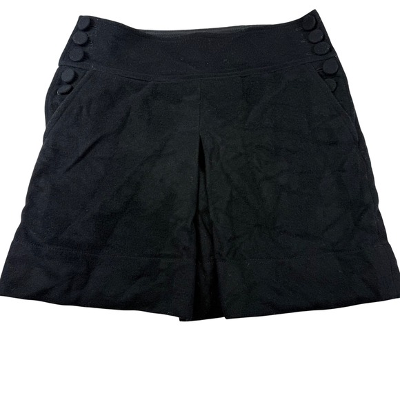 J.‎ CREW Women's Wool Blend Mini Skirt Sailor Style Buttons Black Size 4P - Picture 1 of 6